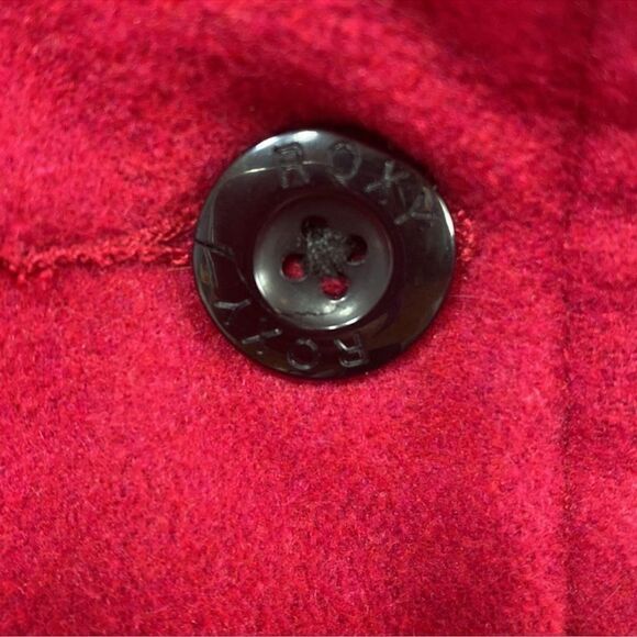 Roxy Y2K Wool Blend Double Breasted Cozy Winter Red Outdoor Peacoat Jacket - Picture 9 of 15